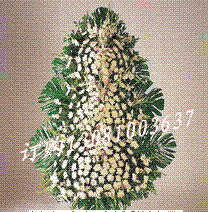 商品详细;白菊花.叶材组合-花篮插花